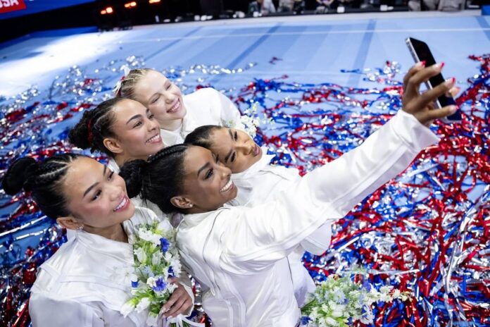 Olympic gymnasts Simone Biles, Suni Lee, Jordan Chiles, Jade Carey, and Hezly Rivera view the 2024 Paris Olympics as a redemption tour. simonebiles/Instagram