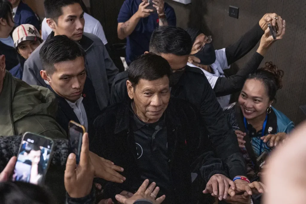 The ICC has issued an arrest warrant for ex-Philippine President Rodrigo Duterte over alleged crimes against humanity during his war on drugs. AP Photo/Vernon Yuen